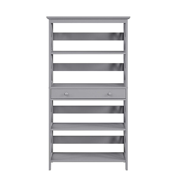 Convenience Concepts Oxford Gray Five, Convenience Concepts Oxford 5 Tier Bookcase With Drawer White