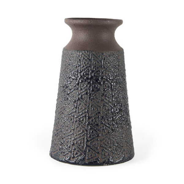 Sefina III Brown and Black Large Patterned Vase, image 1