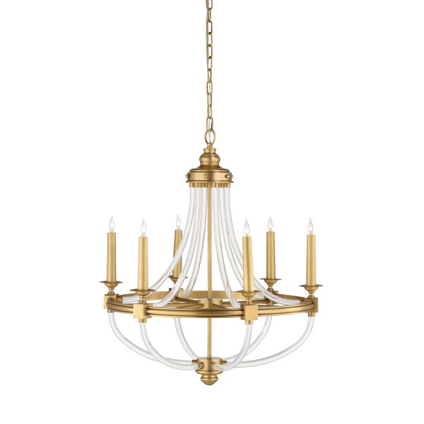 White and Gold Six-Light 2 Prospect Chandelier, image 1