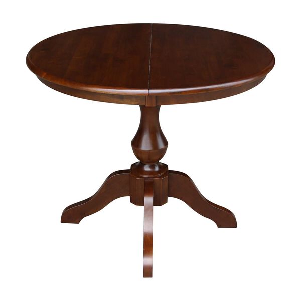 Espresso Round Top Pedestal Dining Table with 12-Inch Leaf, image 3