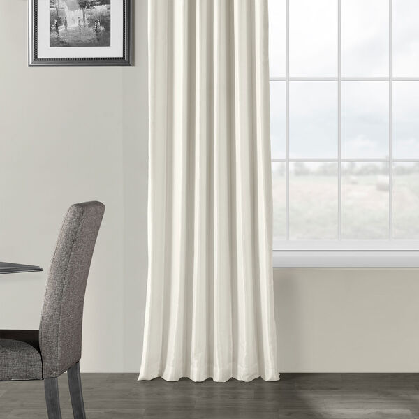 Off White Vintage Textured Faux Dupioni Silk Single Panel Curtain, 50 X 108, image 5