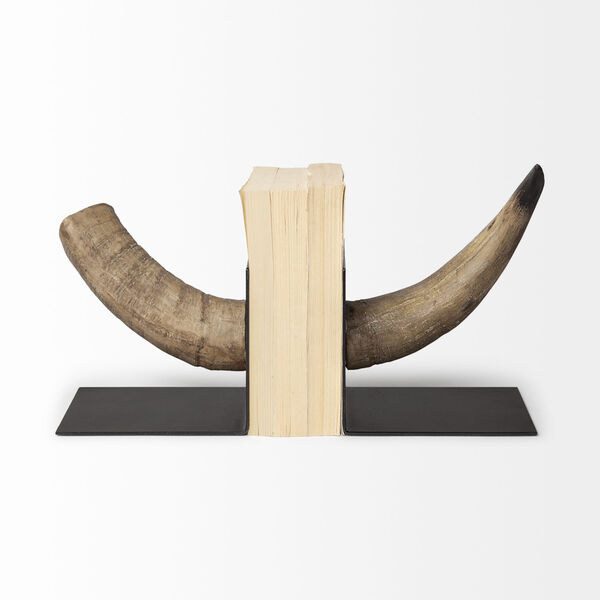 Nickerson Brown Bull Horn Bookend, Set of 2, image 2