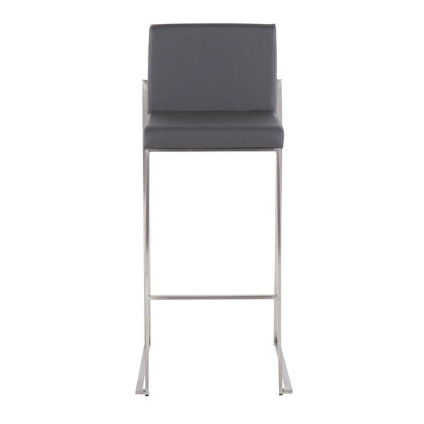 Fuji Stainless Steel and Grey High Back Bar Stool, Set of 2, image 6