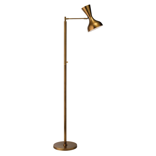 Pisa Antique Brass And Hood Interior Is White Two-Light Floor Lamp, image 1