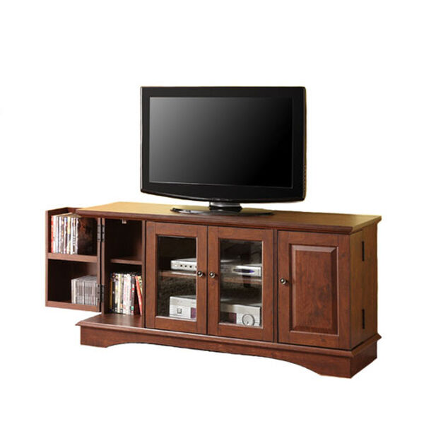 Traditional Brown 52-Inch Media Storage TV Console, image 1