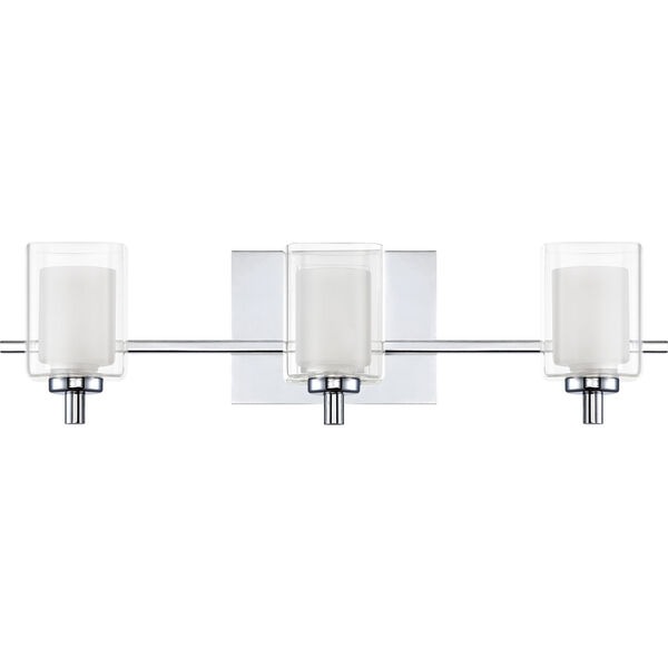 Kolt Polished Chrome Three-Light LED Vanity with Outer Clear Glass, image 2