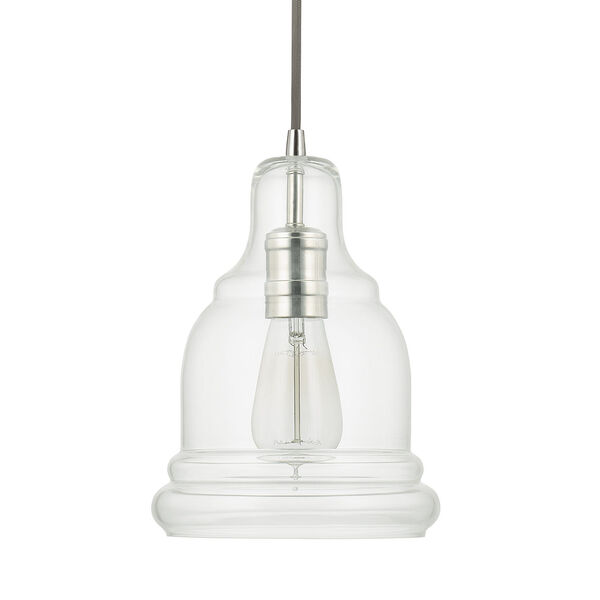 Grace Polished Nickel One-Light Mini-Pendant with Clear Glass, image 2