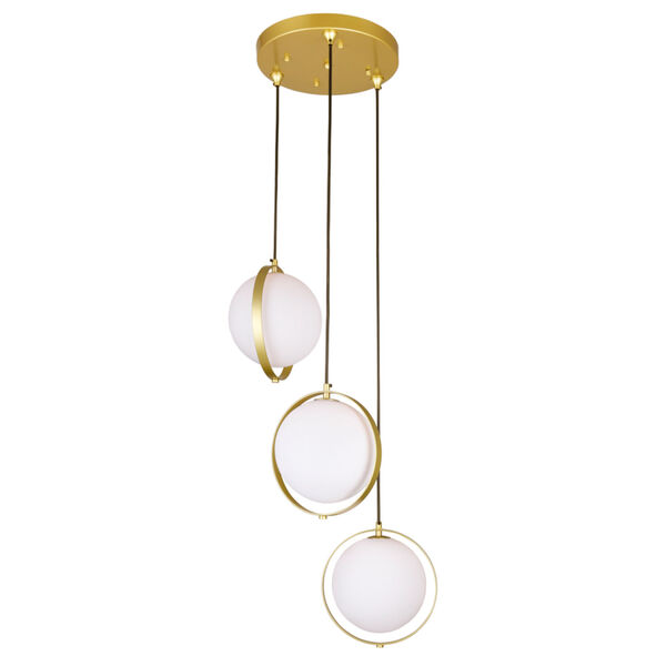 Da Vinci Brass Three-Light LED Pendant, image 1