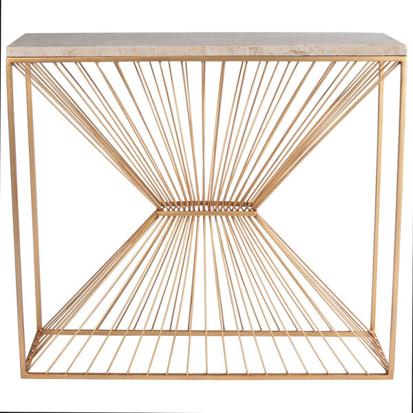 Cosmo Fossil Stone and Metal Console Table, image 5