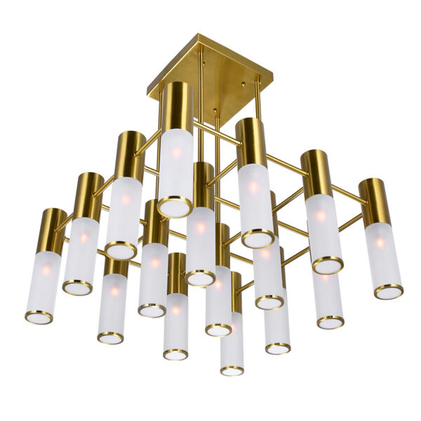 Pipes Brass 16-Light LED Down Chandelier, image 2