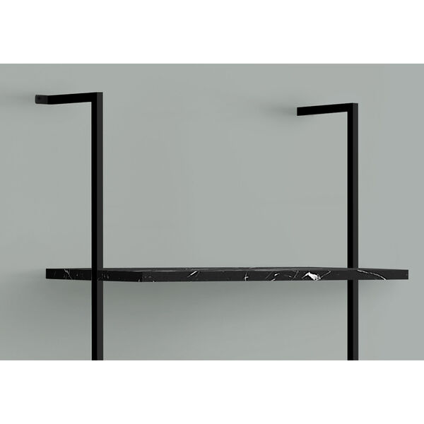 Black Marble Ladder Bookcase with Five Shelves, image 3
