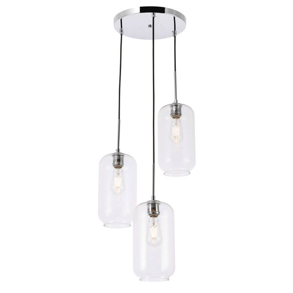 Collier Chrome 16-Inch Three-Light Pendant with Clear Glass, image 5
