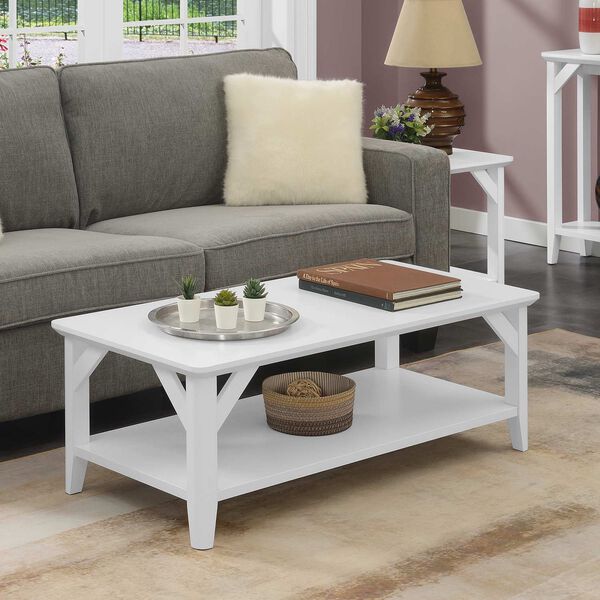 White Coffee Table with Shelf, image 1