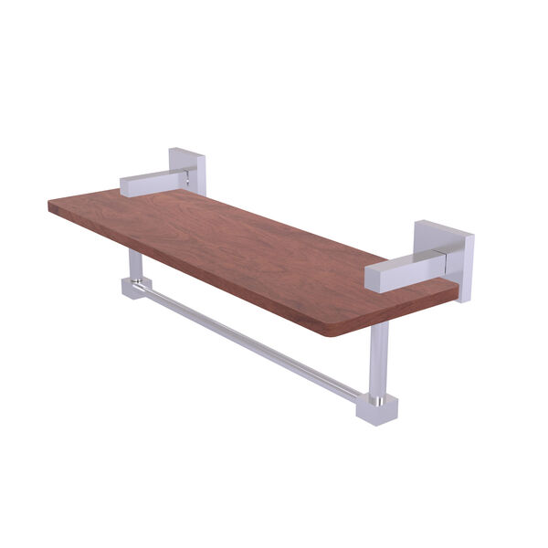 Montero Satin Chrome 16-Inch Solid IPE Ironwood Shelf with Integrated Towel Bar, image 1