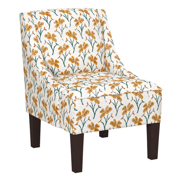 Vanves Floral Ochre Teal 34-Inch Chair, image 1