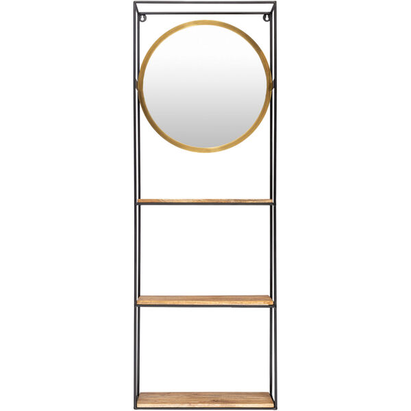 Bronx Gold Wall Mirror with Shelves, image 1