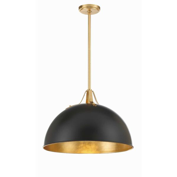 Soto Matte Black and Antique Gold 20-Inch One-Light Pendant, image 4