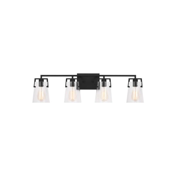 Crofton Midnight Black Four-Light Bath Vanity with Clear Glass by Drew and Jonathan, image 1