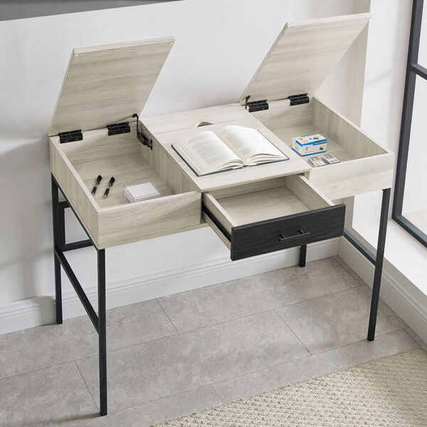 Lilian Birch and Graphite Storage Desk with Tablet Holder, image 5