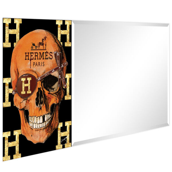 Designer Skull Black 24 x 48-Inch Rectangle Beveled Wall Mirror, image 2