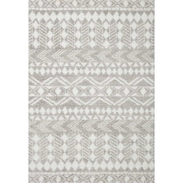 Bliss Shag Grey and White Abstract Area Rug, image 1