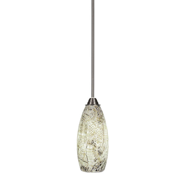Paramount Brushed Nickel One-Light 6-Inch Mini Pendant with Natural Fusion Glass, image 1