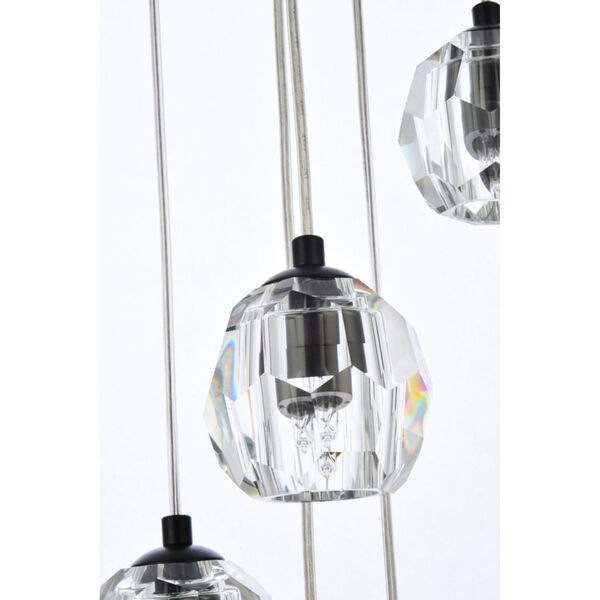 Eren Black 15-Inch 18-Light Pendant with Royal Cut Clear Crystal, image 4