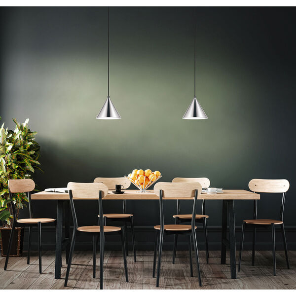Narices Structured Black One-Light Mini Pendant with Matte Nickel Shade, image 2