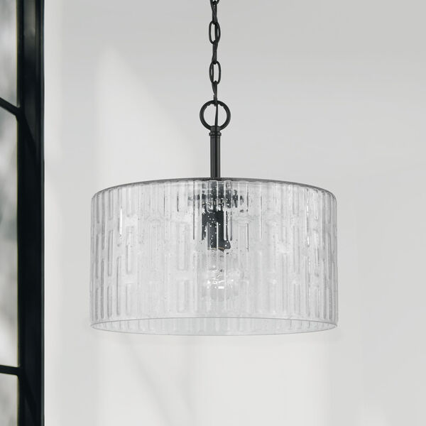 Emerson Matte Black One-Light Dual Semi-Flush with Embossed Seeded Glass, image 4