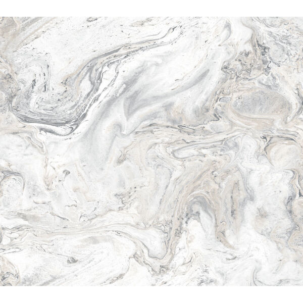 Oil Marble Stonework White and Gray Peel and Stick Wallpaper, image 2