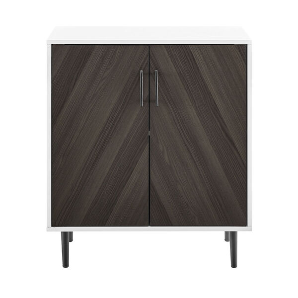 Hampton Ash Brown and Solid White Bookmatch Accent Cabinet, image 2