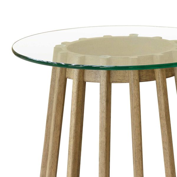 Catalina Distressed Wood Round Glass Top End Table, image 5