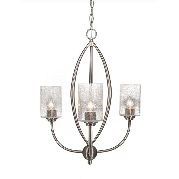 Marquise Brushed Nickel Three-Light Chandelier with Clear Bubble Glass, image 1