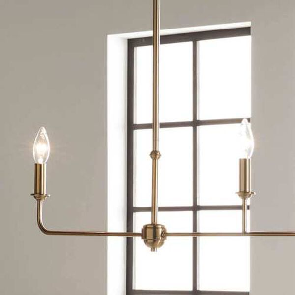 Pallas Brushed Natural Brass Three-Light Linear Chandelier, image 3