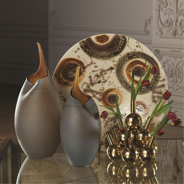Frosted Gray and Amber Vase, image 3