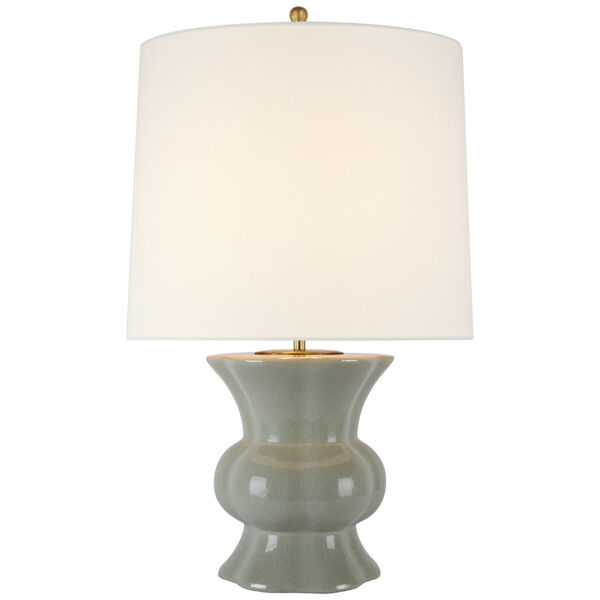 Lavinia Medium Table Lamp in Shellish Gray with Linen Shade by AERIN, image 1