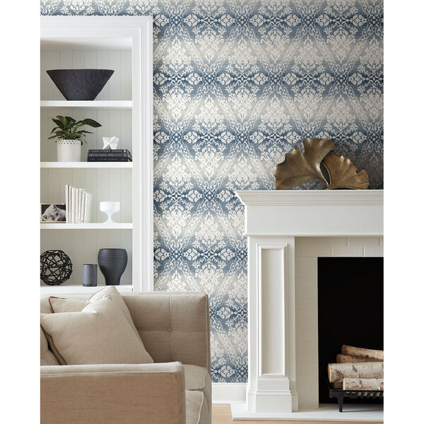 Damask Resource Library Navy 27 In. x 27 Ft. Tudor Diamond Wallpaper, image 1