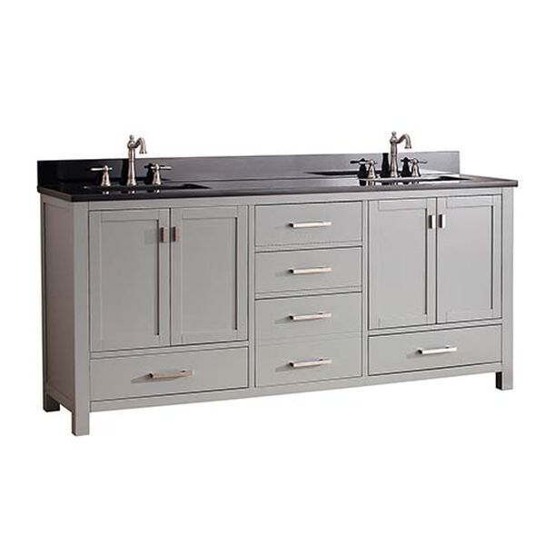 Modero Chilled Gray 72-Inch Double Vanity Combo with Black Granite Top, image 2