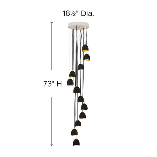 Nula Shell Black 12-Light Pendant, image 5