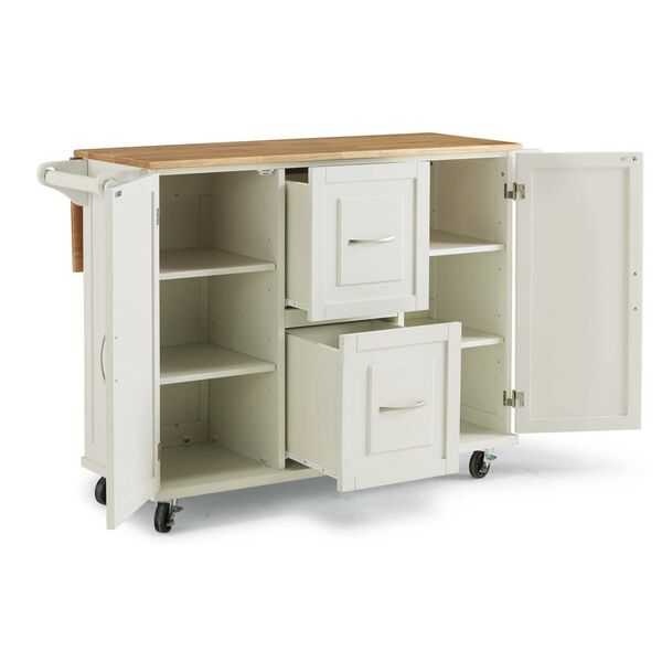 Blanche Off-White and Natural 45-Inch Kitchen Cart, image 2