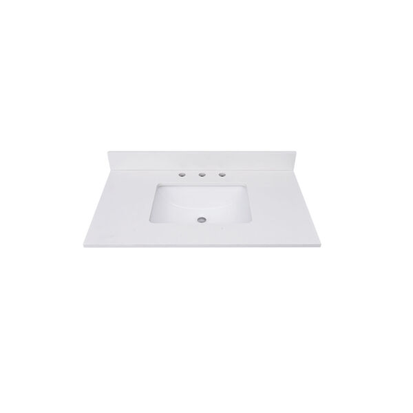 Lotte Radianz Everest White 37-Inch Vanity Top with Rectangular Sink, image 1