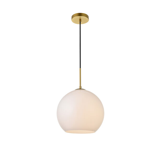 Baxter Brass and Frosted White 11-Inch One-Light Pendant, image 3