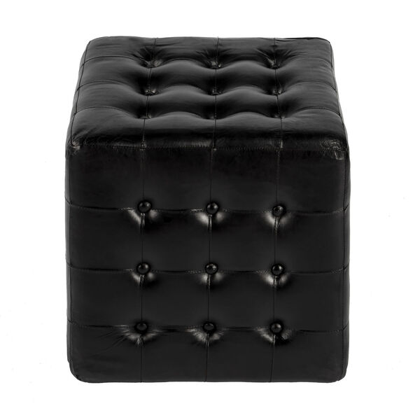 Accent Seating Leon Black Leather Ottoman, image 2