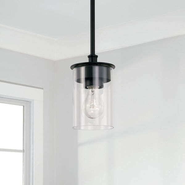 HomePlace Mason Matte Black One-Light Mi Semi-Flush or Pendant with Clear Glass, image 4