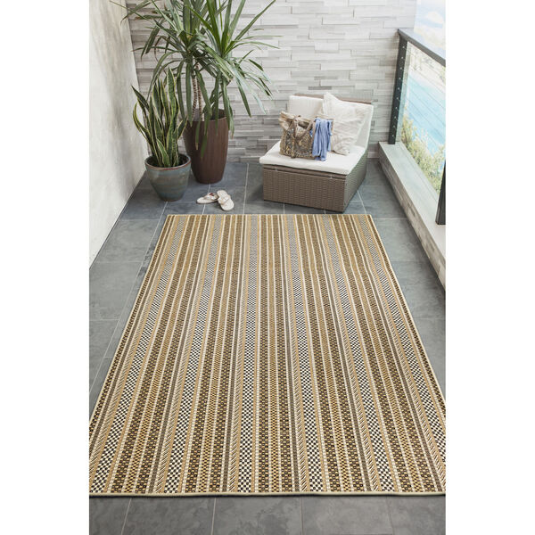 Carmel Rope Stripe Sand Stripe Rectangular: 6 Ft. 6 In. x 9 Ft. 3 In. Indoor Outdoor Rug, image 5
