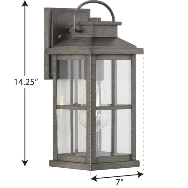 P560265-103: Williamston Antique Pewter 14-Inch Height One-Light Outdoor Wall Lantern with Clear Glass, image 3