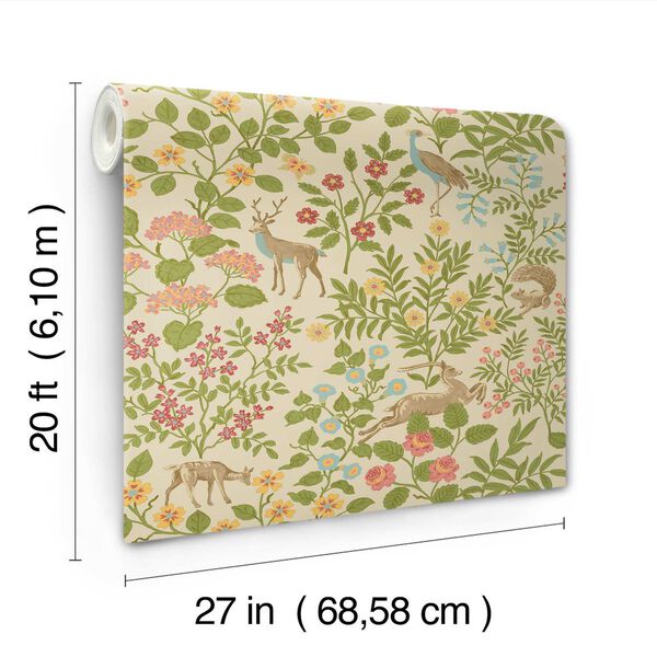 Woodland Floral Linen Peel and Stick Wallpaper, image 6