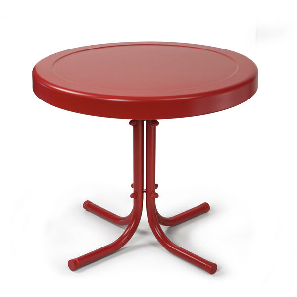 Retro Coral Red Metal Outdoor Side Table, image 1