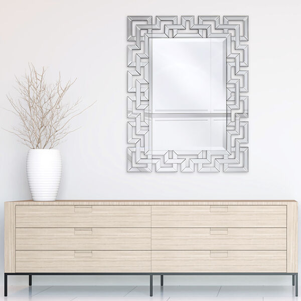 Clear 40 x 31-Inch Beveled Geometry Decorative Rectangle Wall Mirror, image 1