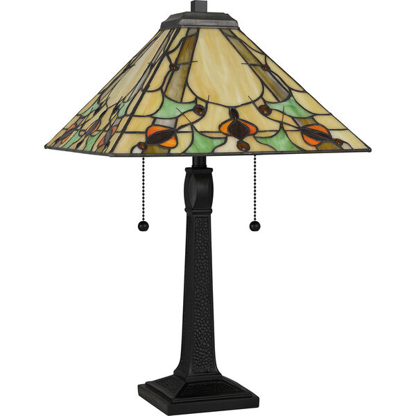 Westwind Matte Black Two-Light Tiffany Table Lamp, image 4